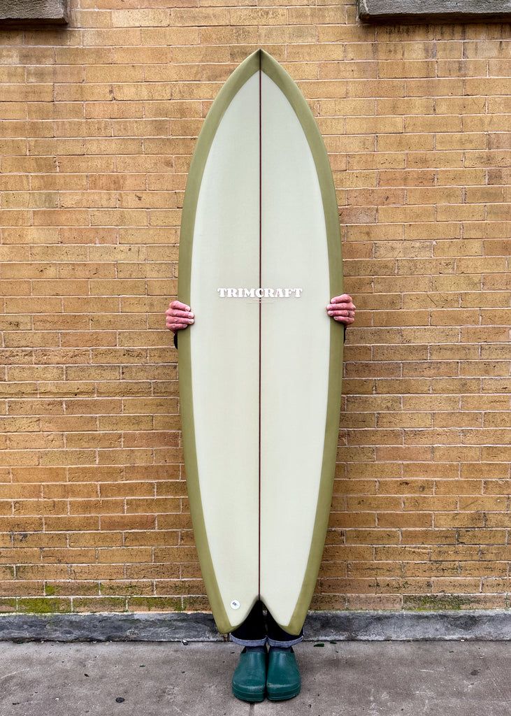 A Trimcraft Surfboards 5'9" green Wills Fish for sale