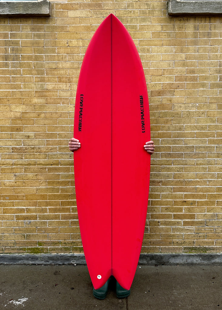 A Lovemachine Surfboards 6'1" red Wills Fish for sale