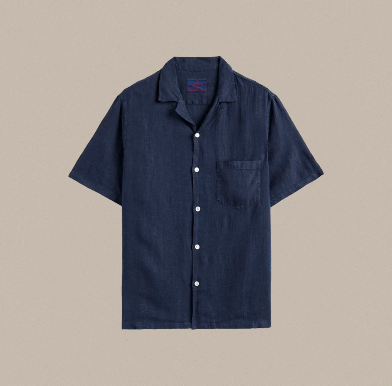camp português Portuguese Flannel Linen Camp Collar - Navy - S