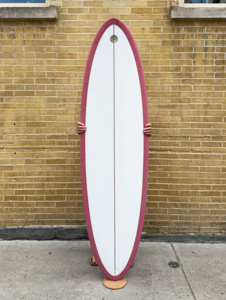 A Simon Shapes 6'8" Quegg Surfboard with abstract resin swirl for sale