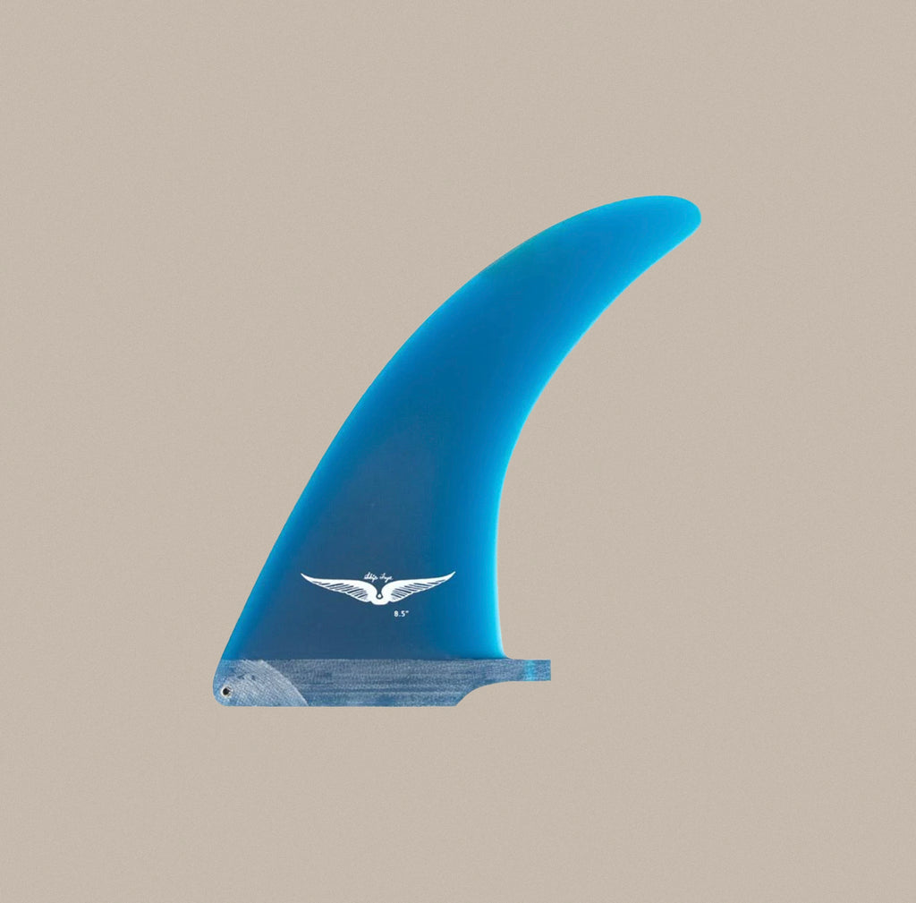 A True Ames Skip Frye single fin in blue.